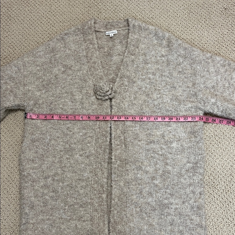 For Love and Lemons Song Duster Cardigan Fuzzy Fluffy Chunky Neutral Tan Taupe S - Picture 10 of 13